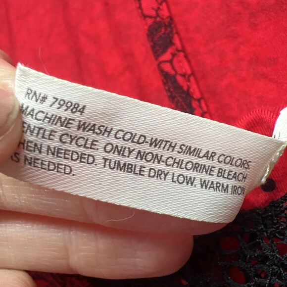 Soma Red & Black Lace Pattern Pajama Dress & Wrap Coat House Set Size XL/XXL - Picture 8 of 11